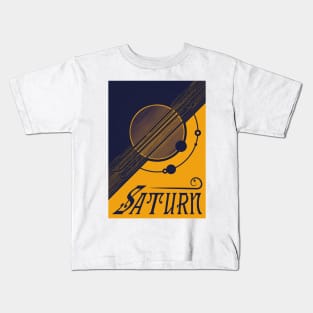 Saturn - Art Nouveau Space Travel Poster Kids T-Shirt